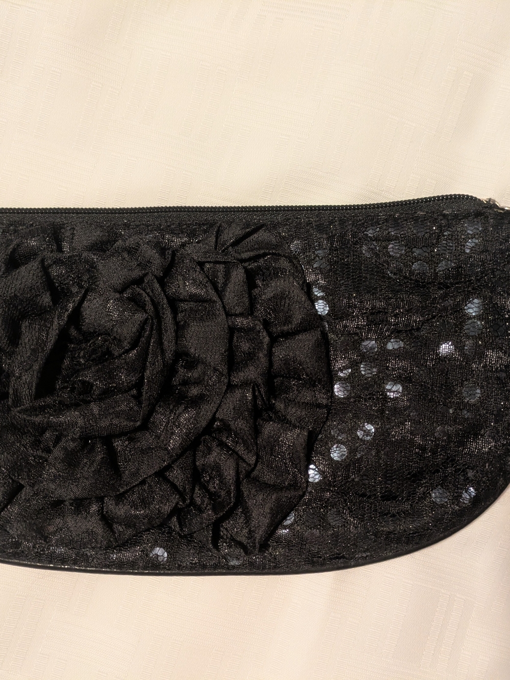 Black Floral Sequin Evening Clutch- Chateau